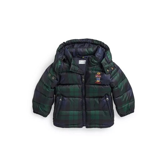 Polo Ralph Lauren Other - Polo Ralph Lauren Baby Boys Polo Bear Plaid Down Hooded Jacket Size‎ 9 Months 9
